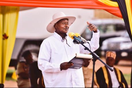 Museveni delivers a speech at a wealth creation event